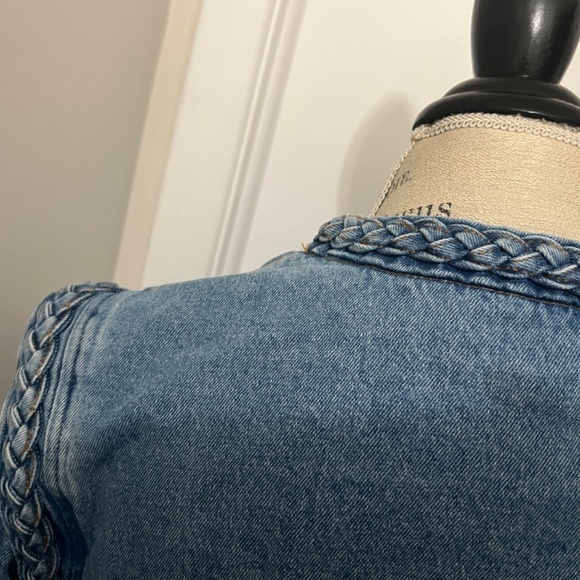 A Loves A Denim Braided Crew Neck Open Front Long Sleeve Jacket Size XL - rare! - Picture 7 of 13